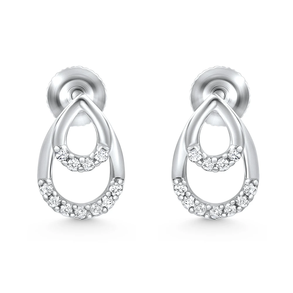 1/10ct Diamond Pear Shape Dangle Petite Earrings 14k White Gold (J-K, I2-I3)