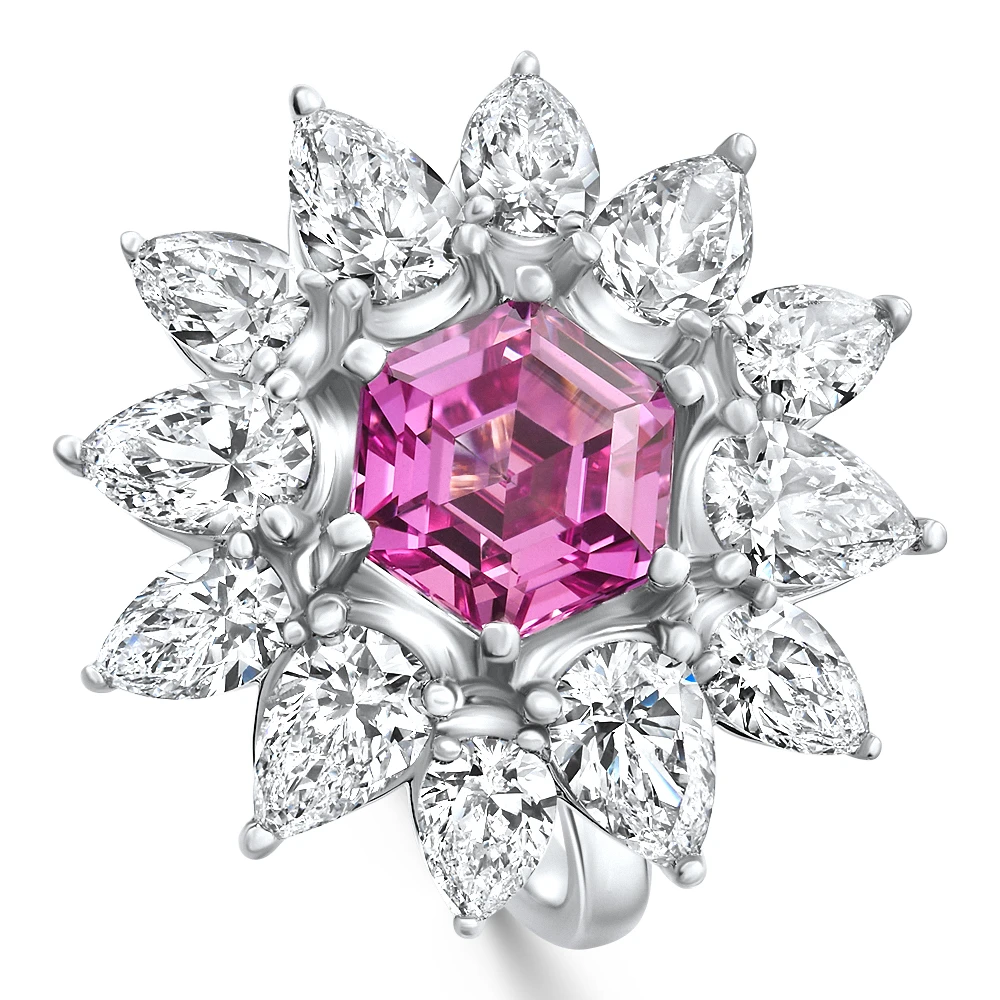 7.18Ct Pink Topaz Diamond Anniversary Ring White Gold Lab Grown (F-G, VS)