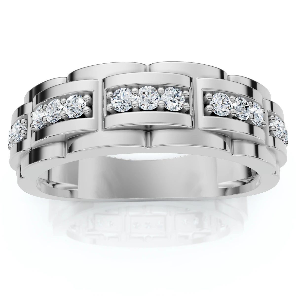 VS .54Ct Mens Natural Diamond Wedding Ring 14k White Gold Anniversary Band (H-I, VS)