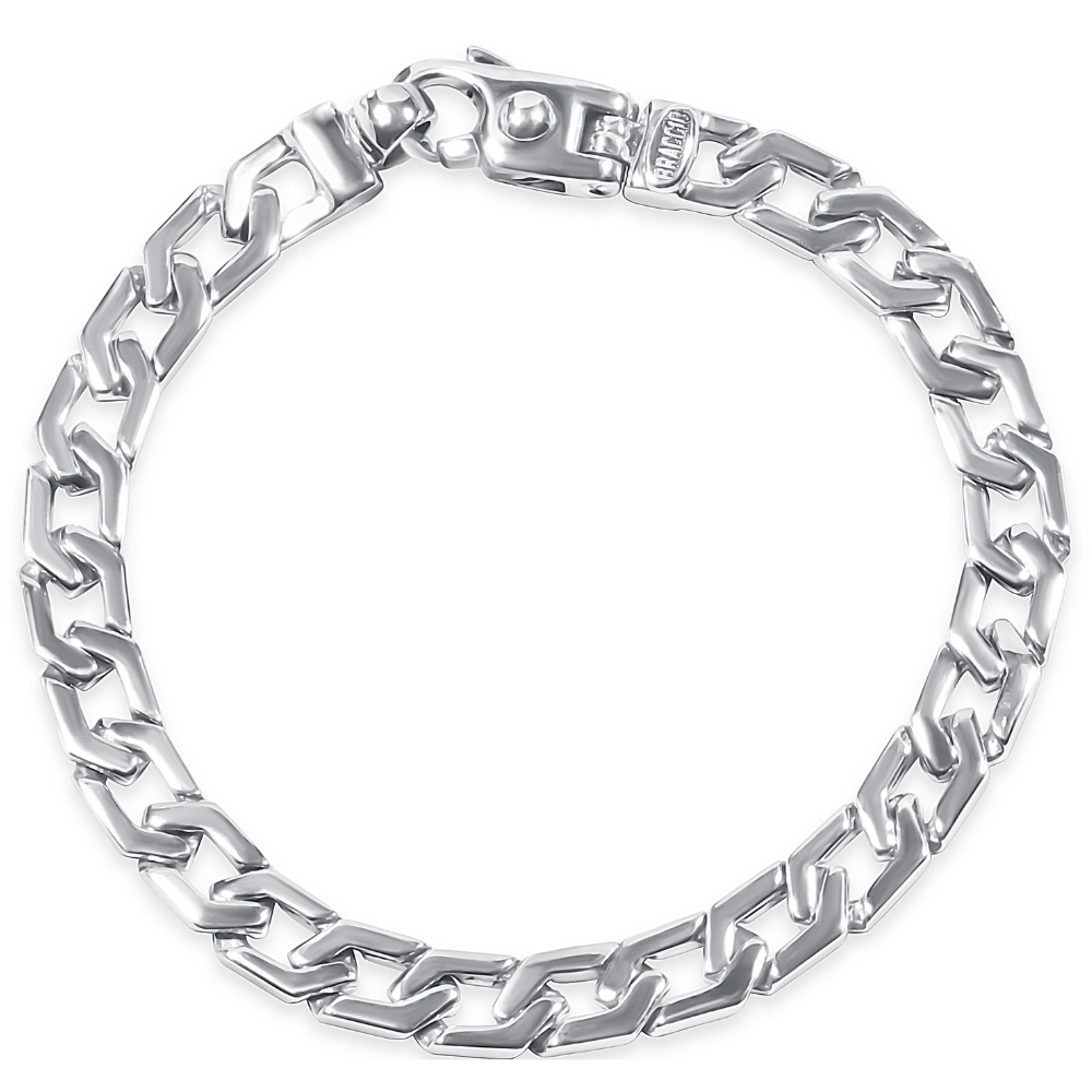 Braccio Men's 26 Gram Trap Link Solid Silver Bracelet 8.5"