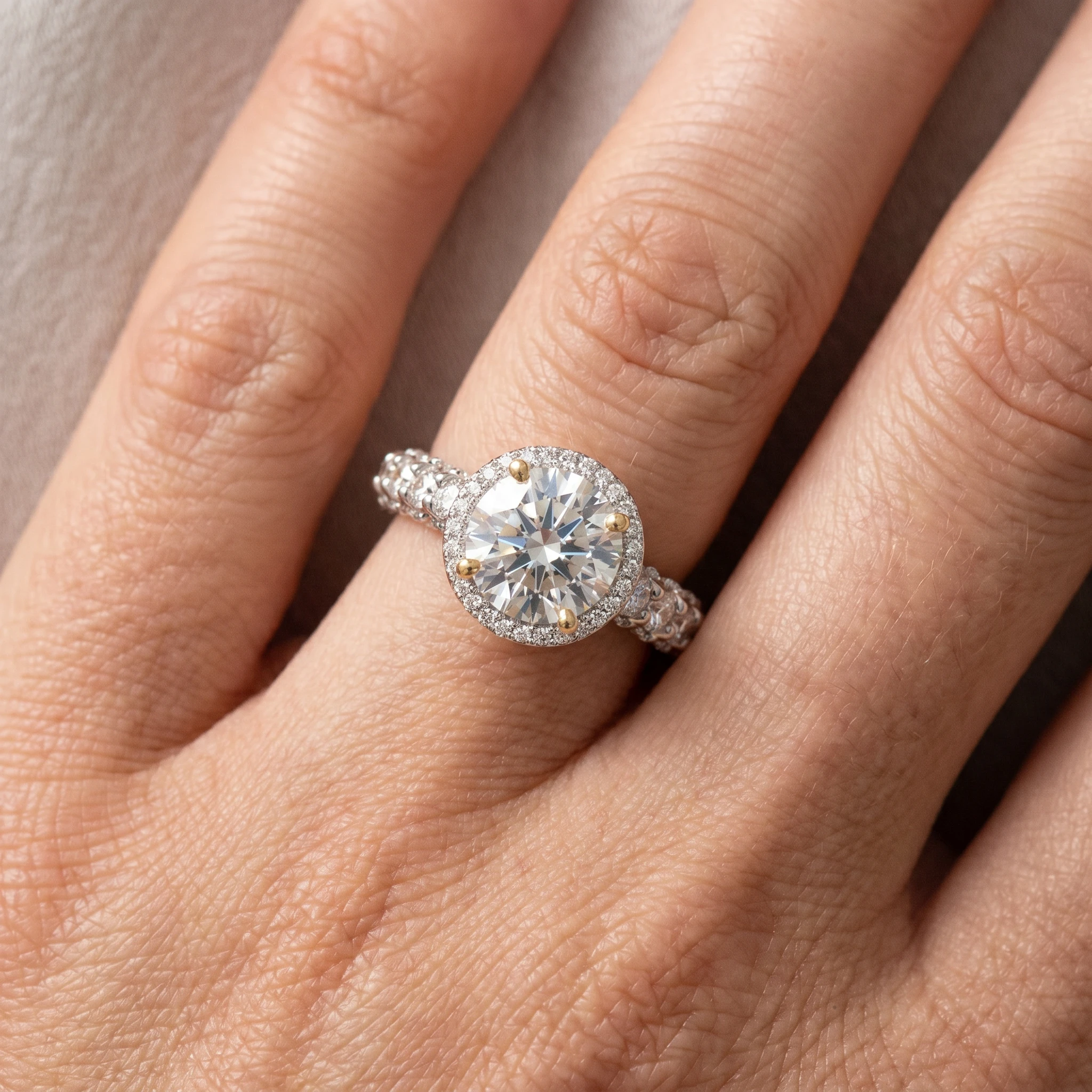 Certified 4.00Ct Diamond Engagement Ring 14k Gold Lab Grown (2 1/2Ct Center) (G-H, VS)