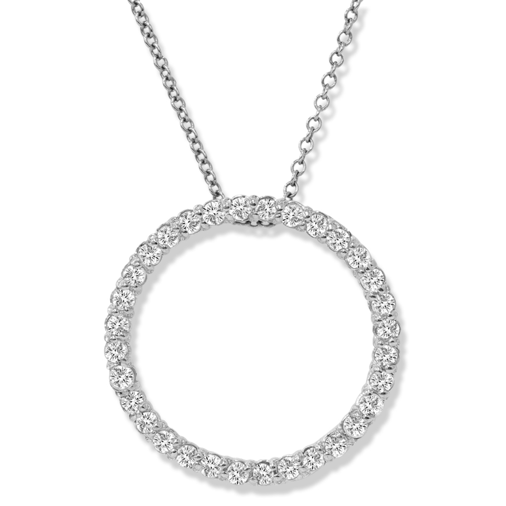 1/3Ct Diamond Circle Pendant Women's 18" Necklace 5/8" Wide (E-F, VS)