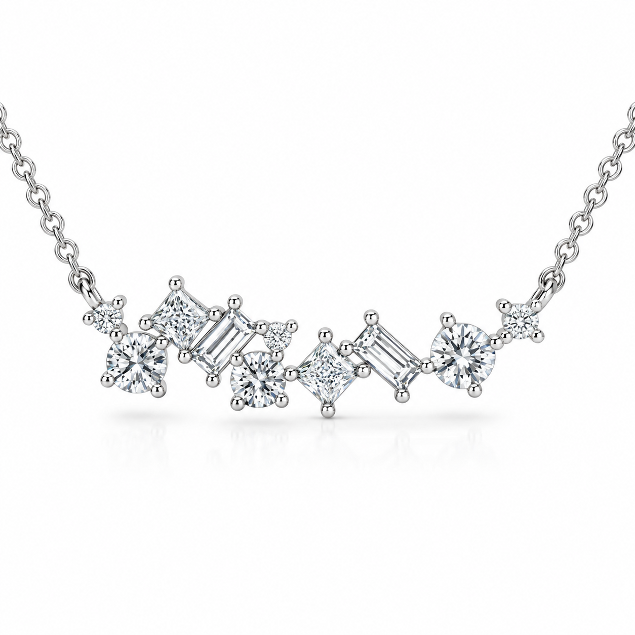 1Ct TW Diamond Mixed Fancy Shape Designer Necklace 14k Gold Lab Grown Pendant (G-H, VS)