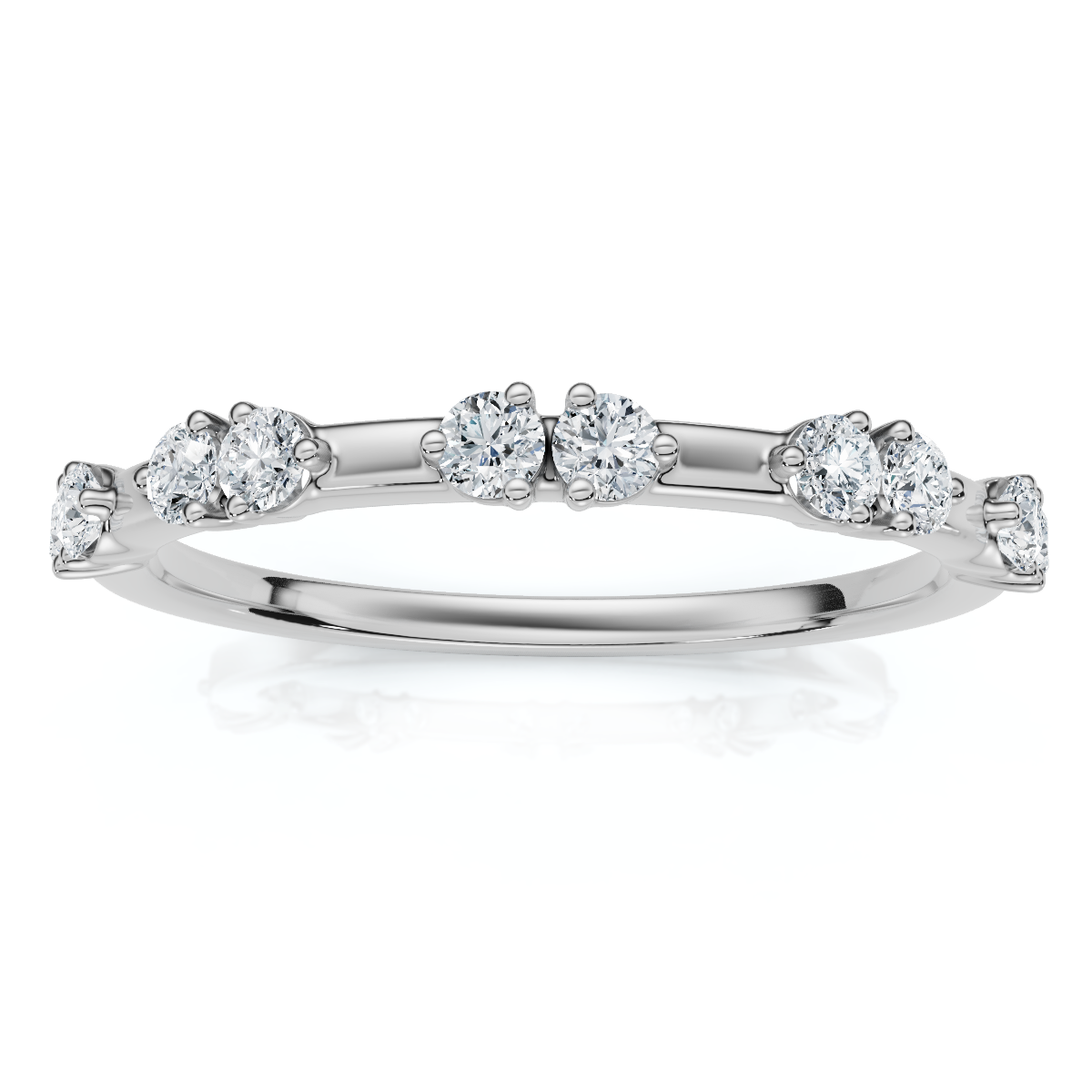 1/5Ct Unique Alternating Diamond Wedding Band 14k White Gold Lab Grown (E-F, VS)