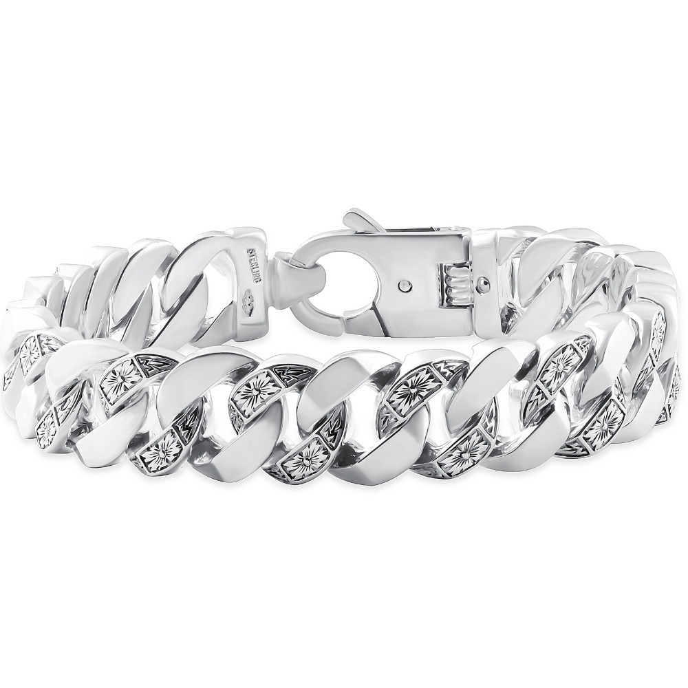 Men's Designed 14k Gold (115gram) or Platinum (186gram) 14.5mm Bracelet 8.75"