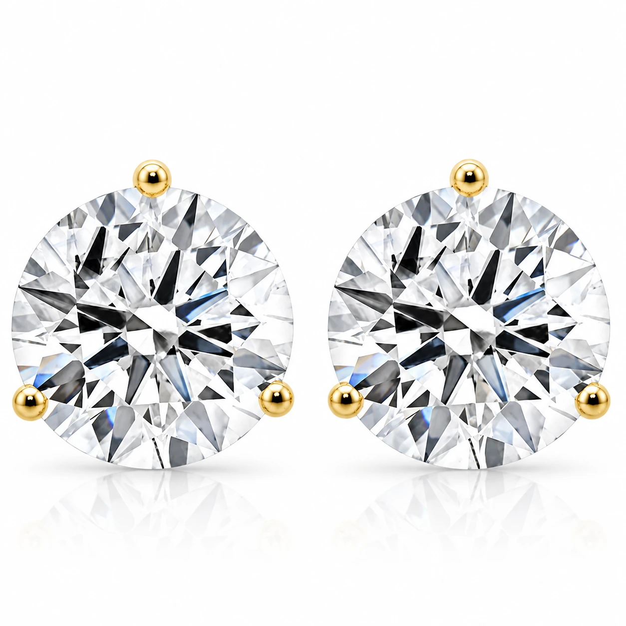 Certified 8 Ct tw 14k Yellow Gold Lab Grown Round-Cut Diamond Martini Studs (F-G, VS)