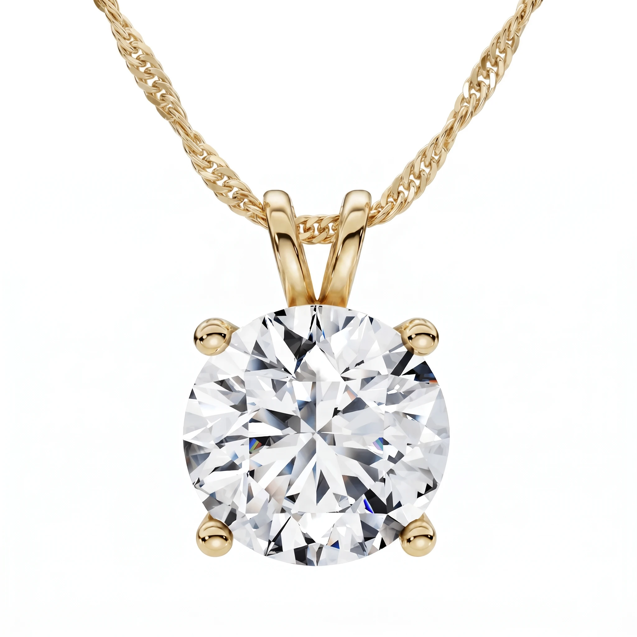 Certified 5Ct VS Solitaire Diamond Pendant 14k Yellow Gold Lab Grown Necklace (F-G, VS)