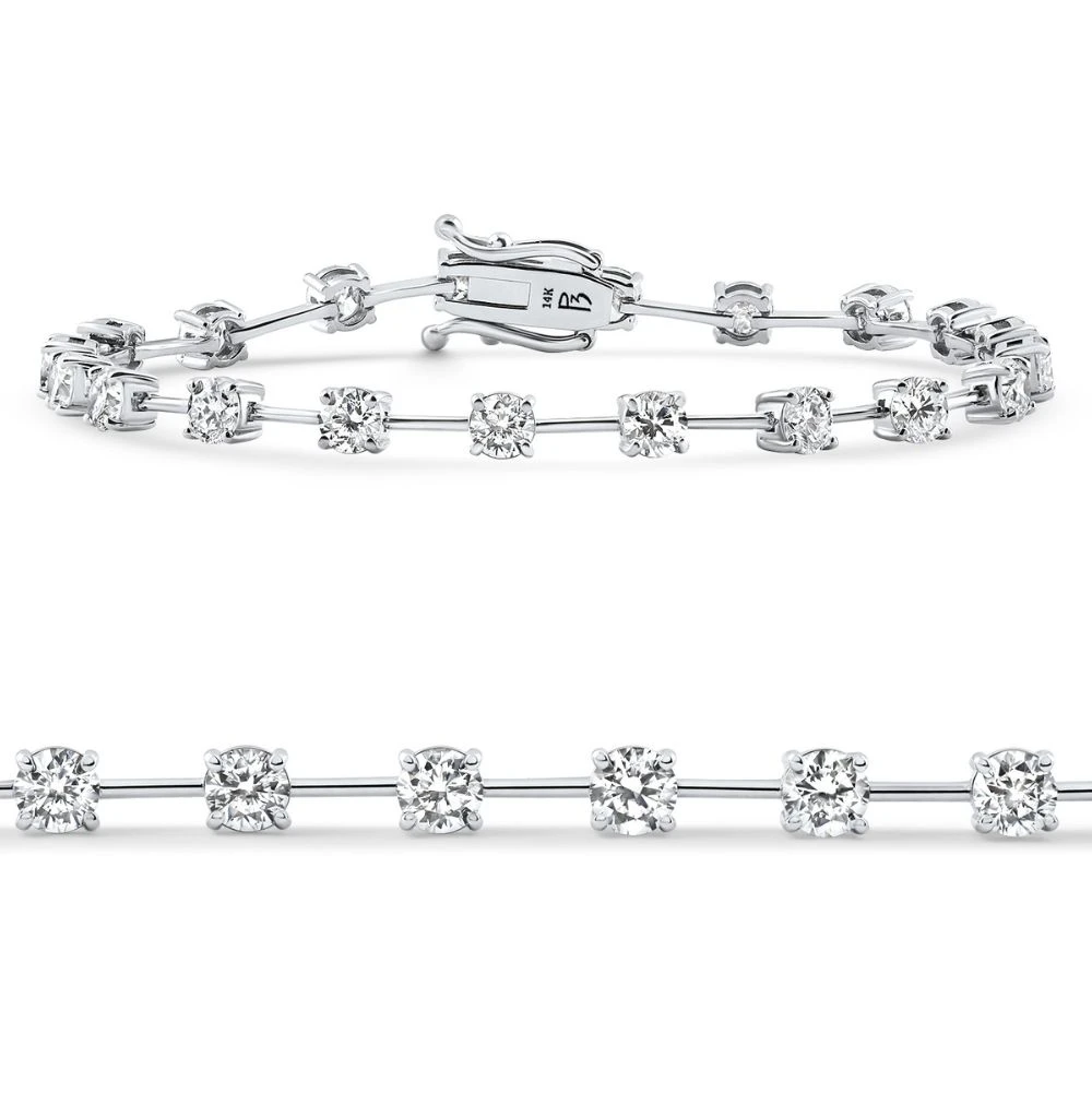 5Ct Spaced Diamond Tennis Bracelet 14k Gold Lab Grown 7" (F-G, VS)