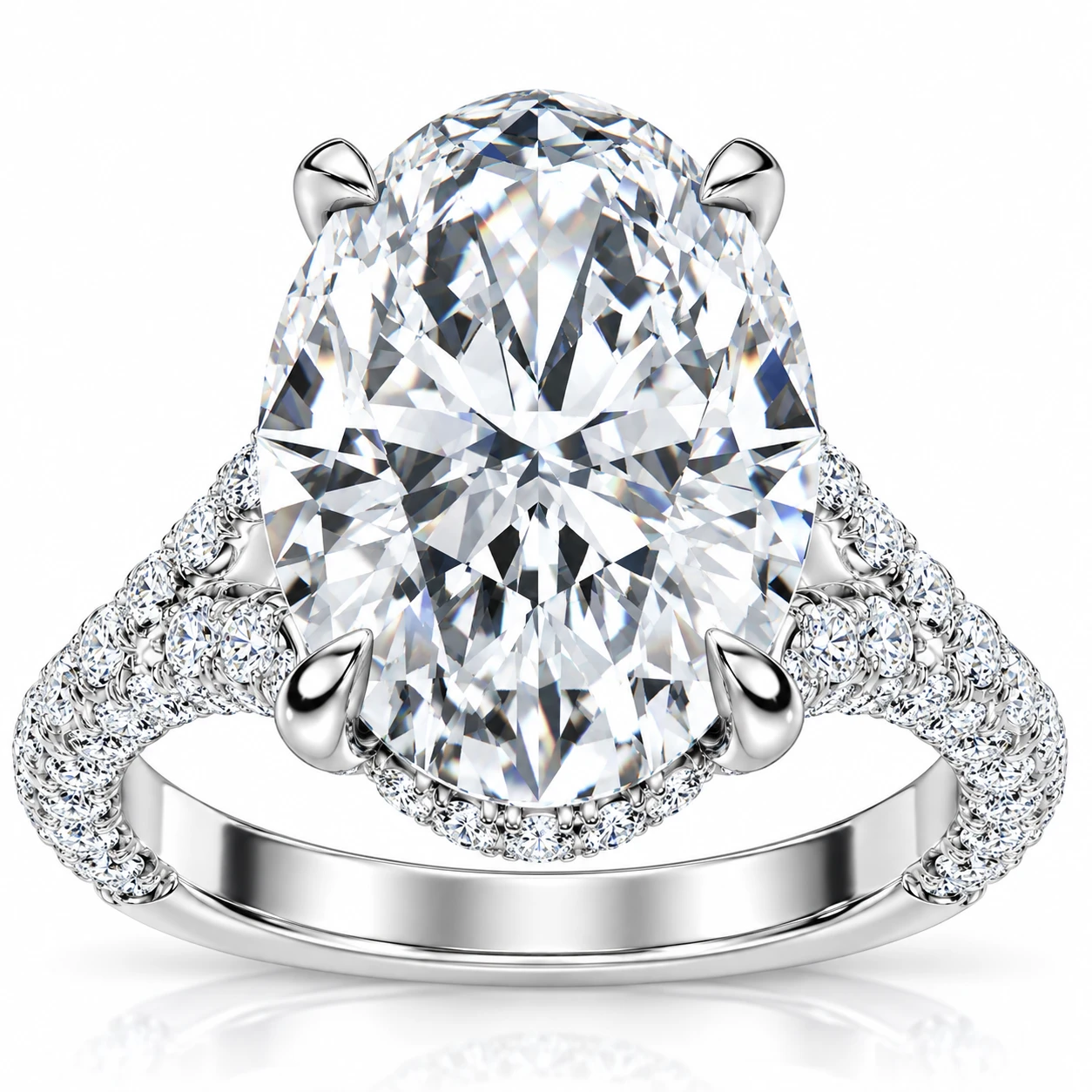 Certified 6.10Ct Oval Diamond Hidden Halo Engagement Ring White Gold Lab Grown (F-G, VS)