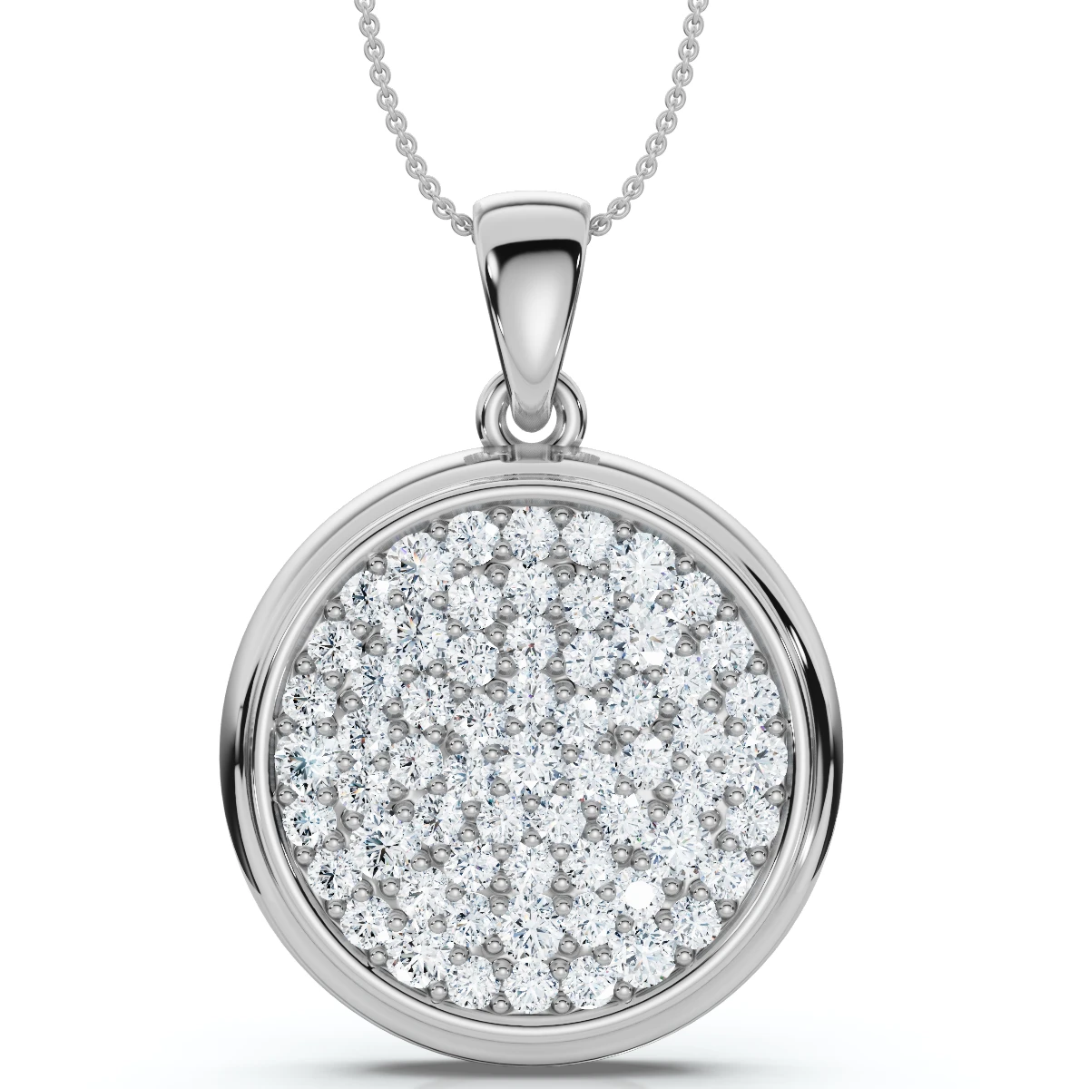 .91Ct Pave Diamond Andrea Medallion Charm 18" Necklace 1" Tall (H-I, I1)
