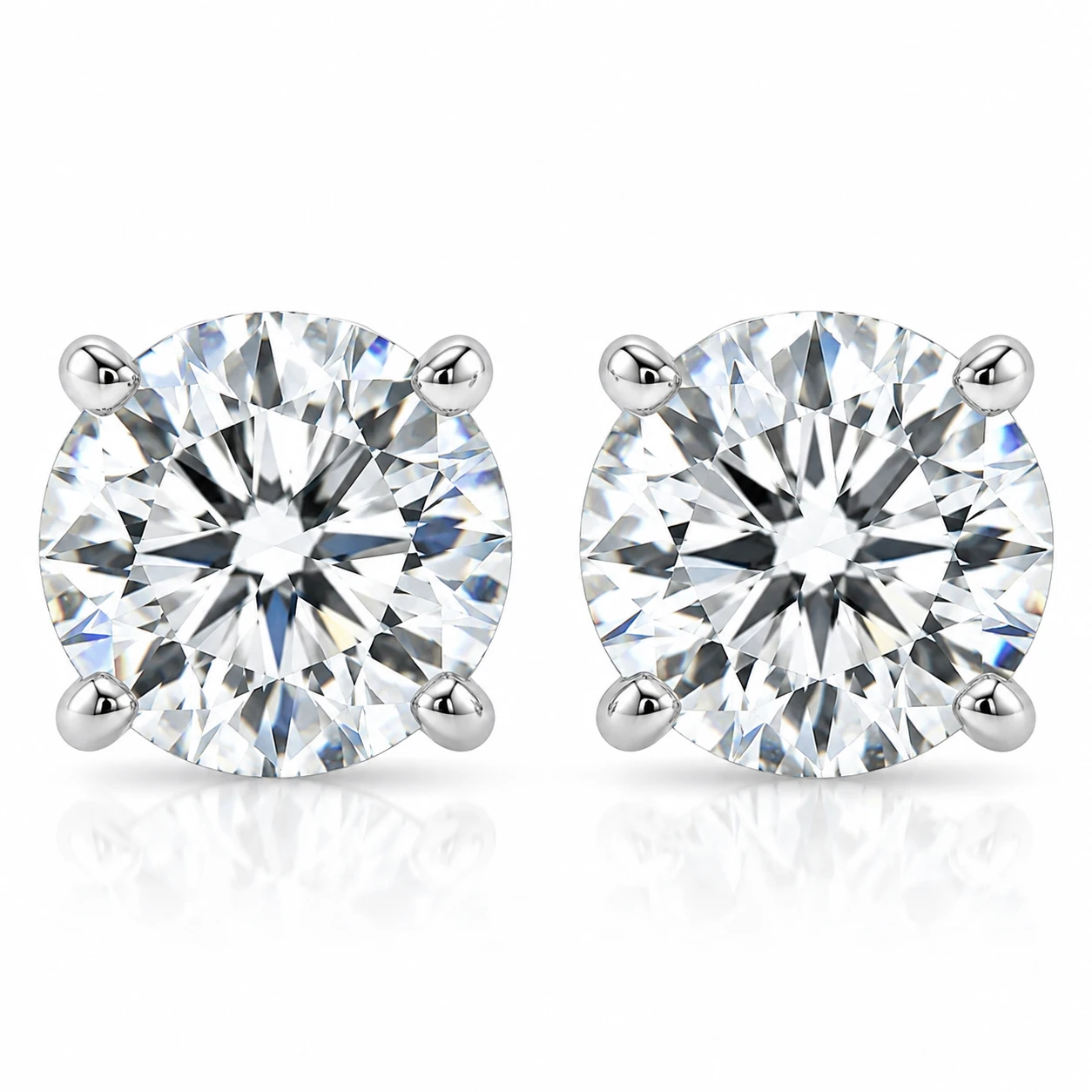 Certified 1 1/2Ct Round Cut Diamond Studs in 14k Gold Lab Grown (G-H, VS2-SI1)