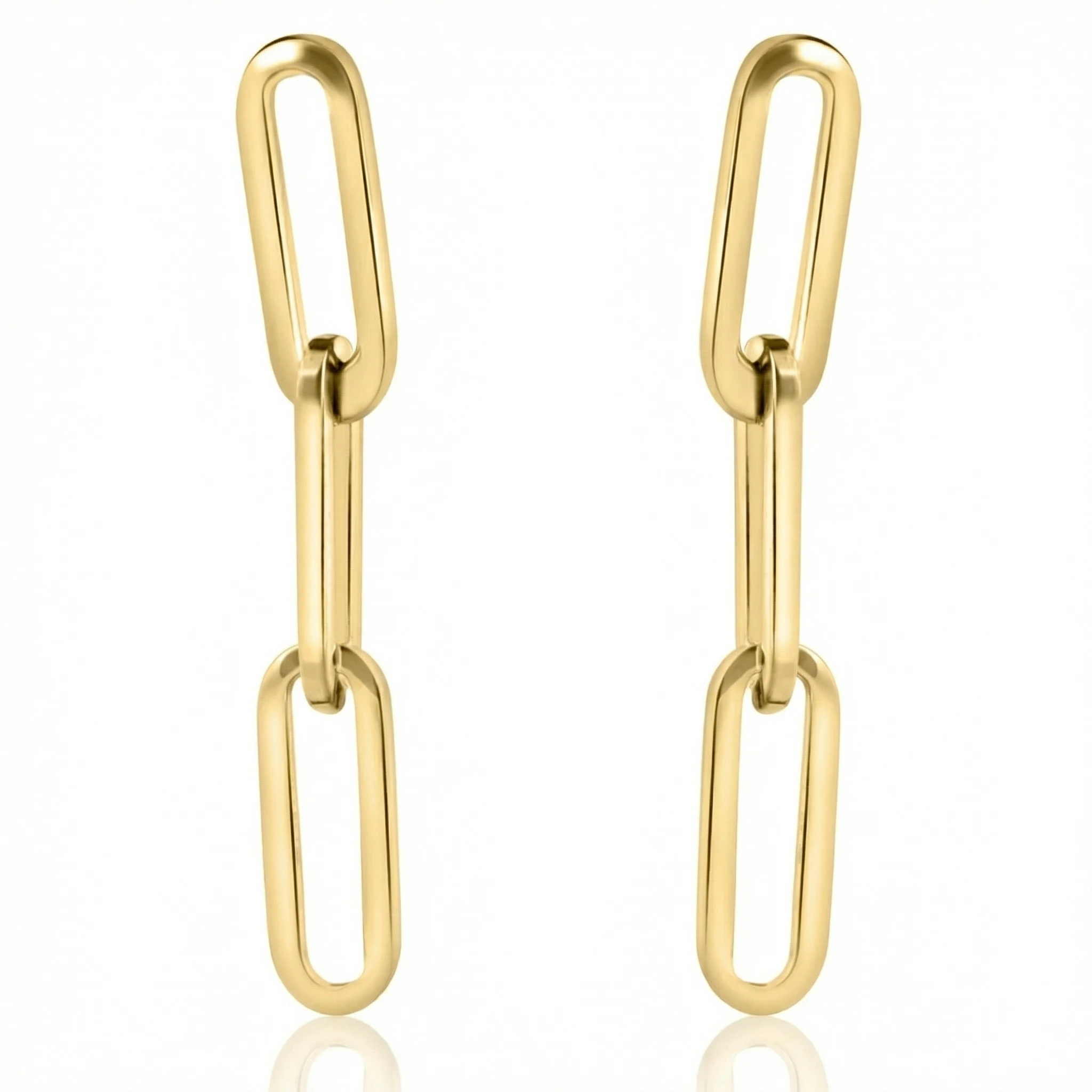 14k Yellow Gold Clip Dangle Women's Earrings 3/4" Tall