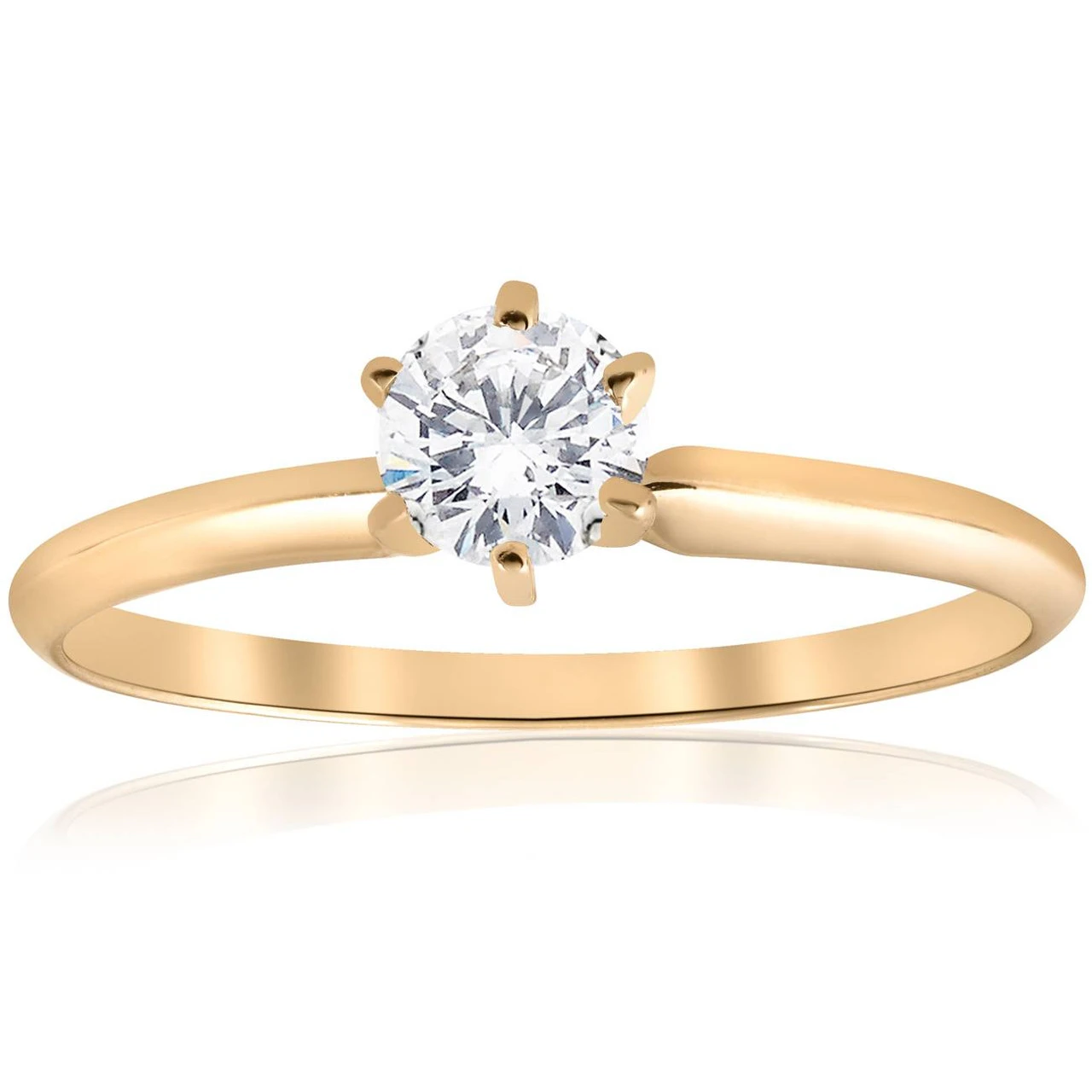 14k Yellow Gold 1/2ct Round Solitaire Diamond Engagement Ring (G-H, I1)