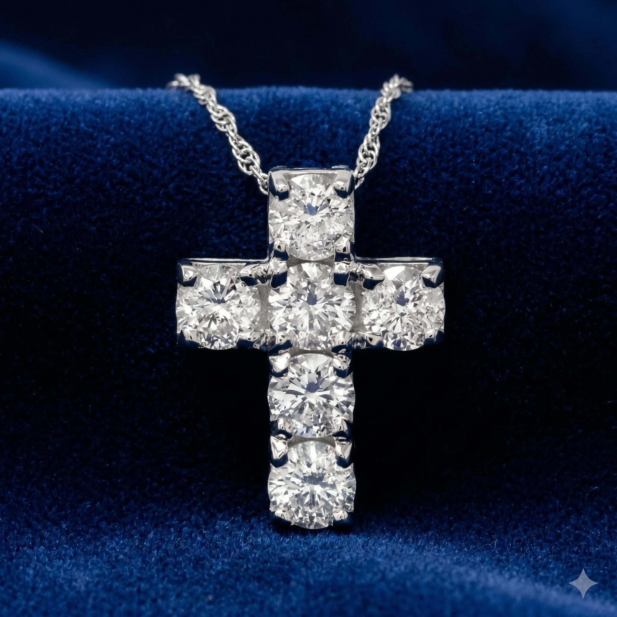 1ct Diamond Cross Pendant 14K White Gold 1/2" Tall (G-H, I2-I3)