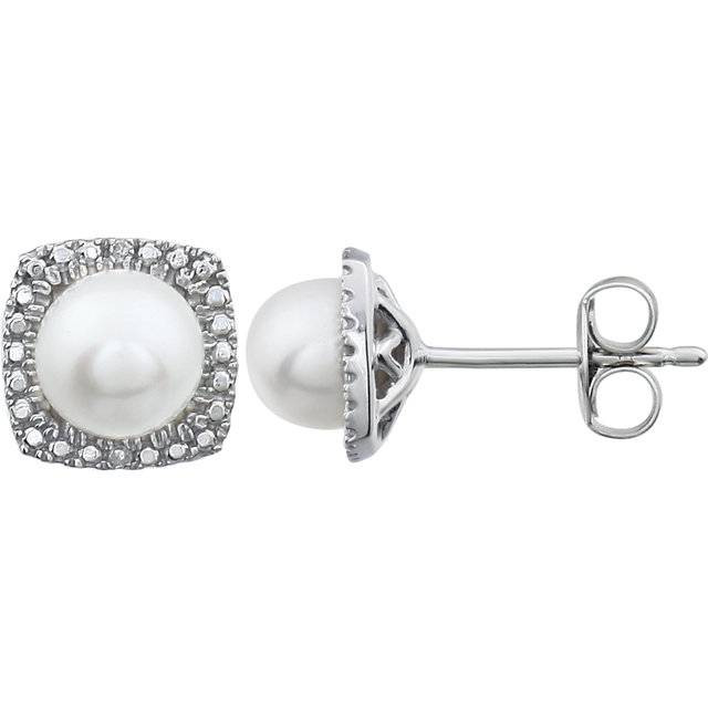 Sterling Silver Freshwater Cultured Pearl & .015 CTW Diamond