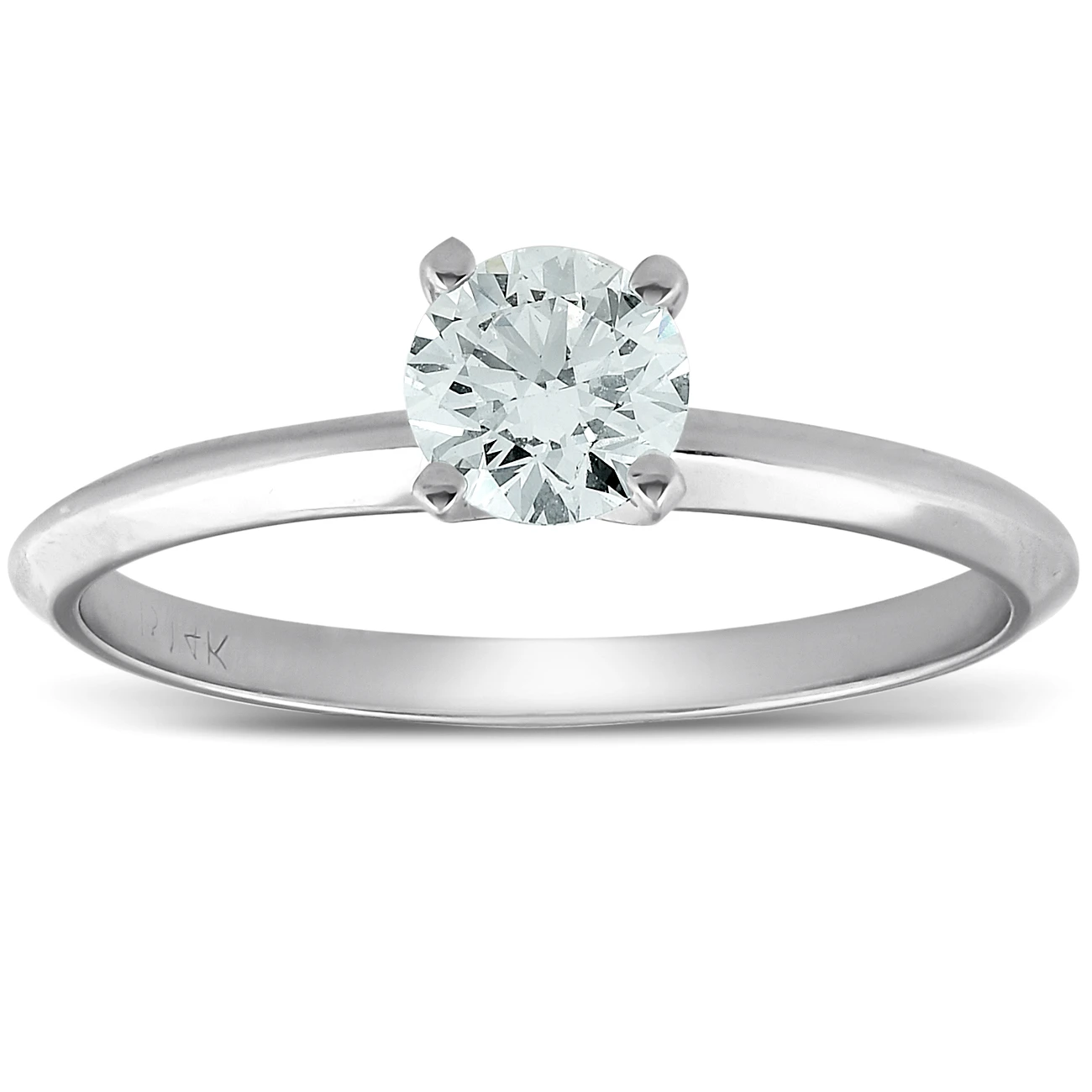 1/3ct Round Solitaire Diamond Engagement Ring 14K White Gold (I-J, VVS)