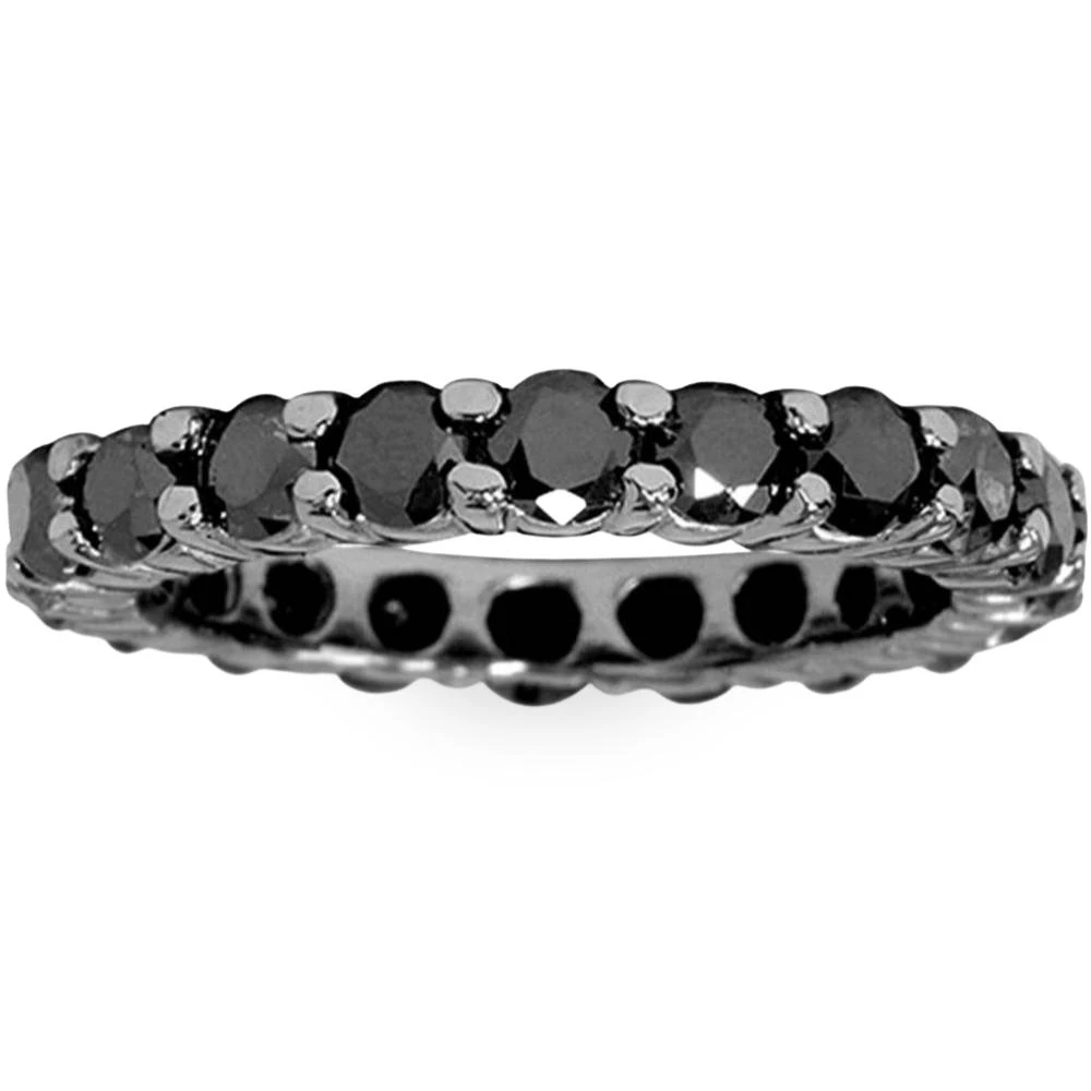 2 CT Black Diamond Eternity Ring 10K Black Gold (Black, )