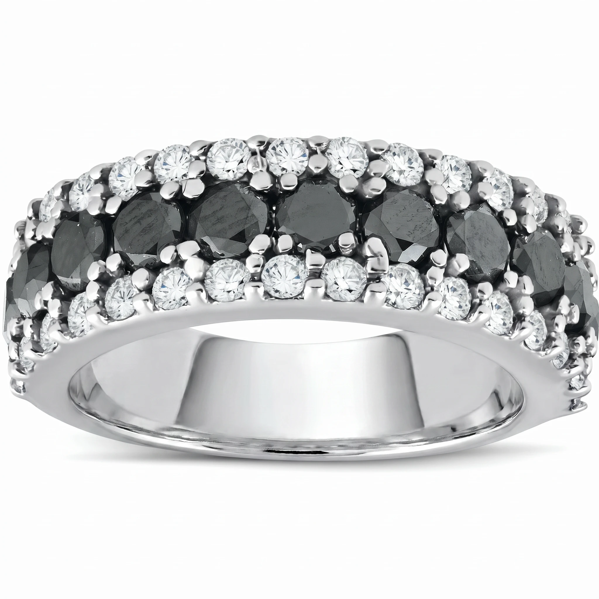 1 5/8ct Black & White Diamond Womens Wedding Anniverary Ring 14K (G-H, I2-I3)