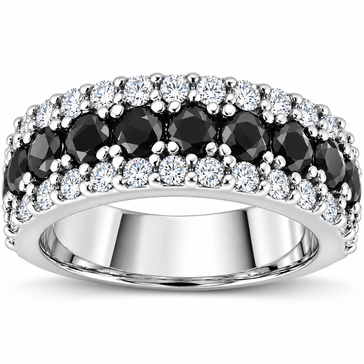 1 5/8ct Black & White Diamond Womens Wedding Anniverary Ring 14K (G-H, I2-I3)