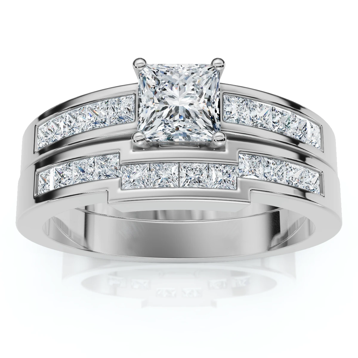 1ct Princess Cut Channel Set Diamond Wedding Engagement Ring 14K White Gold (G-H, VS2-SI1)