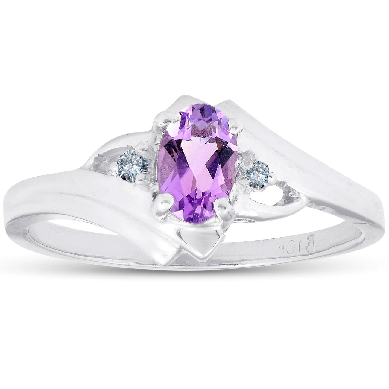 5/8ct Amethyst & Diamond Ring 10K White Gold (H-I, I2-I3)