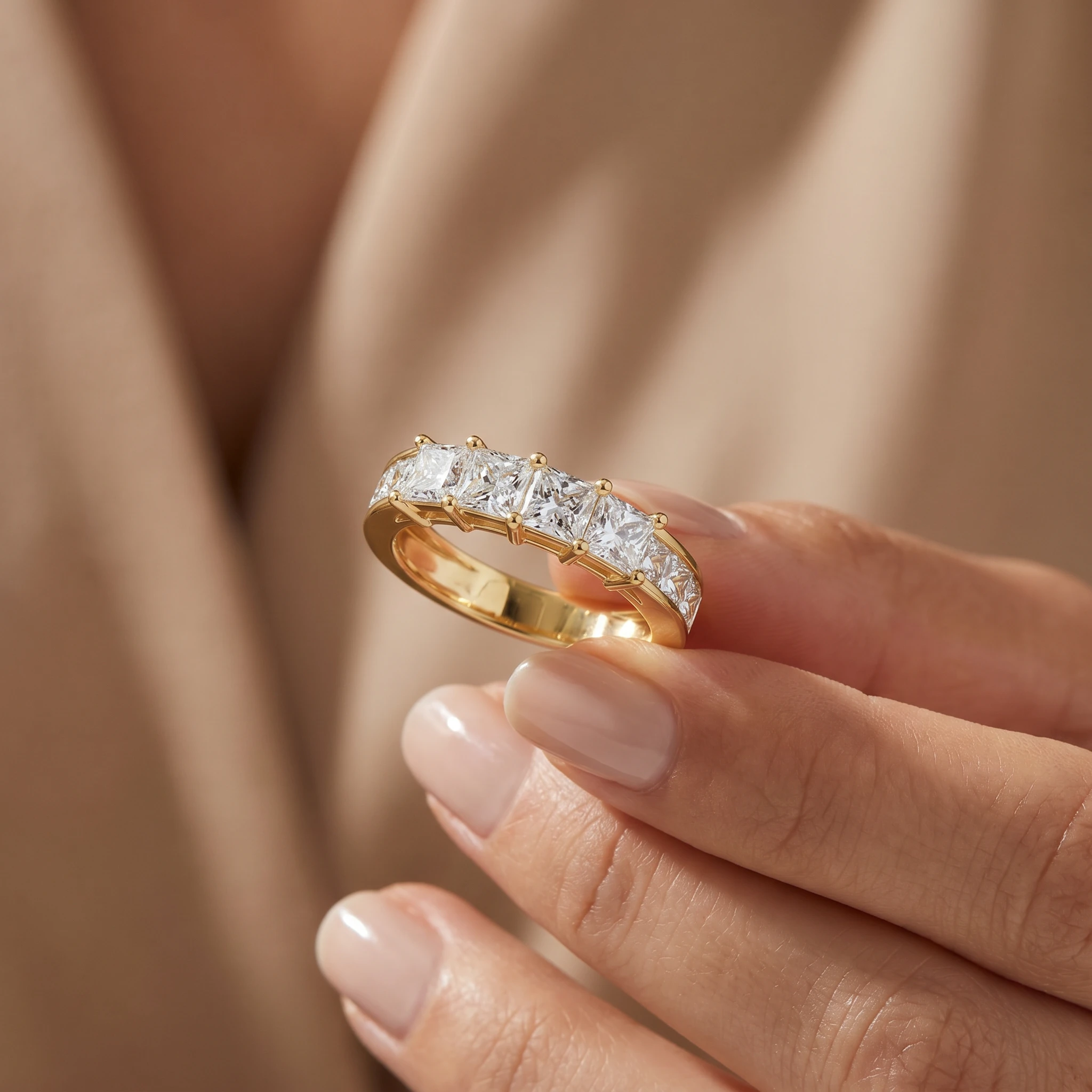 1 1/4ct Princess Cut Diamond Ring 14K Yellow Gold (G-H, SI)