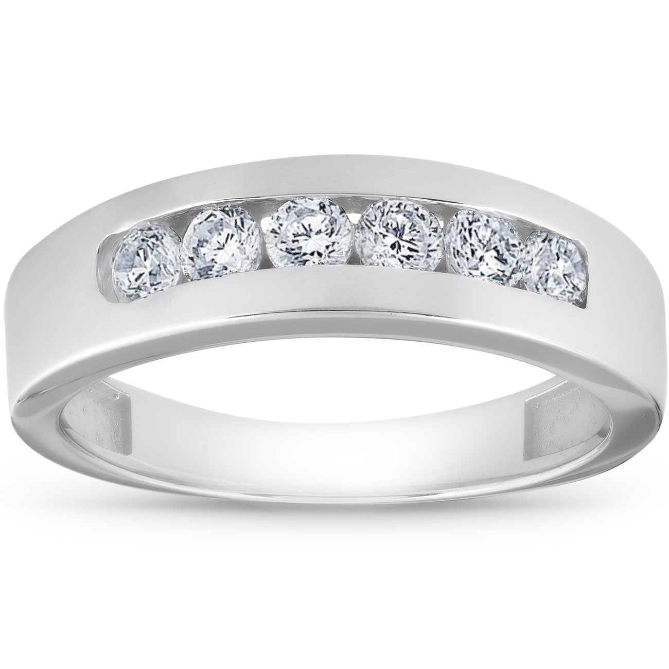 1ct Channel Set Mens Diamond Wedding Ring 14K White Gold (G-H, I1)