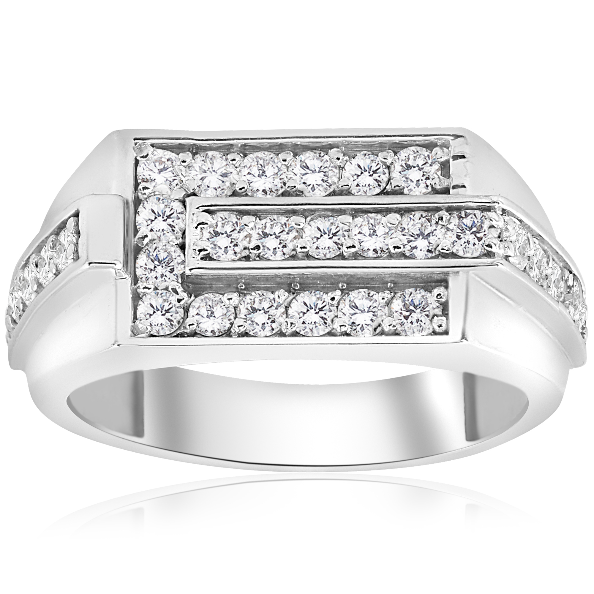 3/4ct Diamond Mens Wedding Ring 10k White Gold