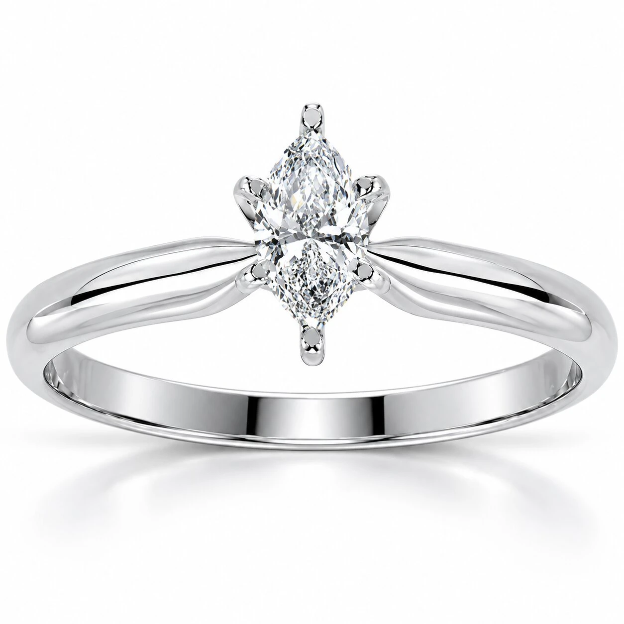 1/4ct Solitaire Marquise Diamond Engagement Ring 14K White Gold (G-H, I1)