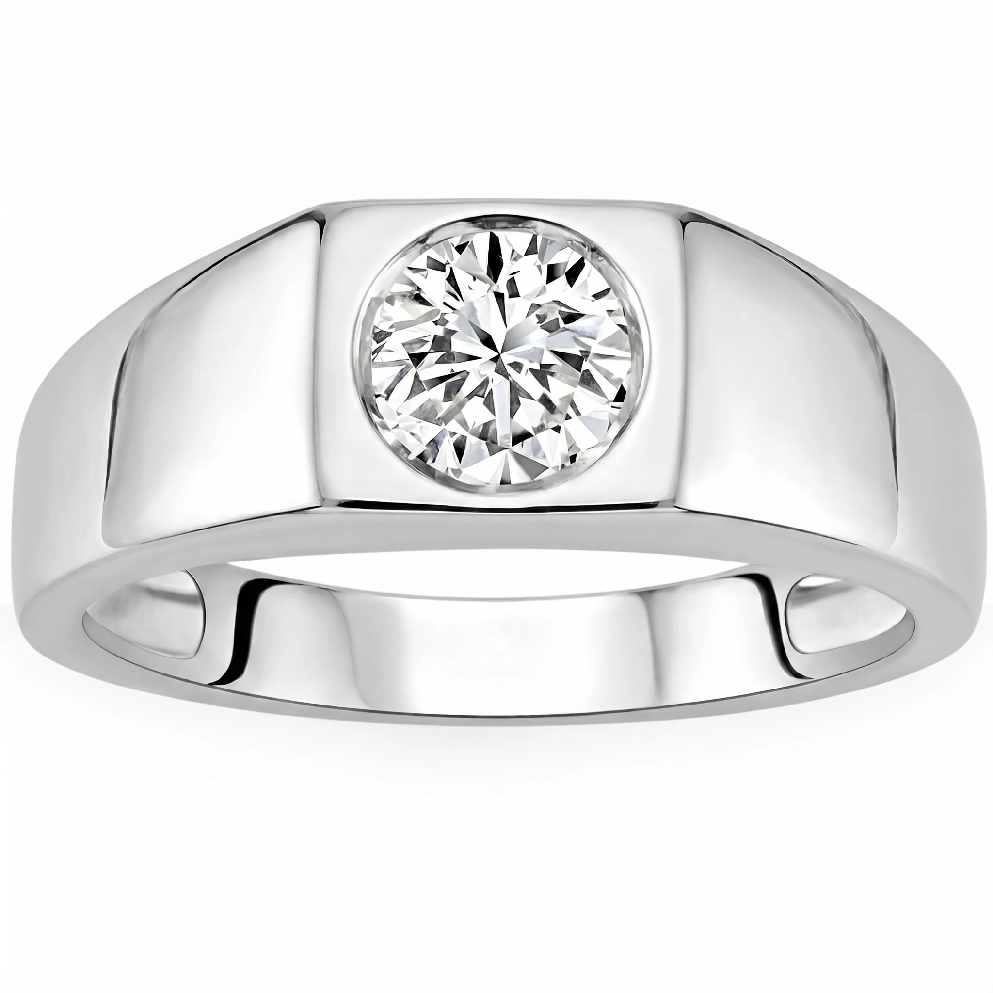 1 ct Solitaire Diamond Mens Wedding Ring 14k White or Yellow Gold (G-H, I1)