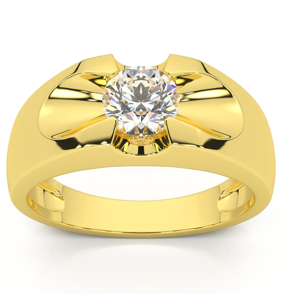 1/2ct Solitaire Mens Diamond Wedding Ring 14k Yellow Gold (H-I, I1)