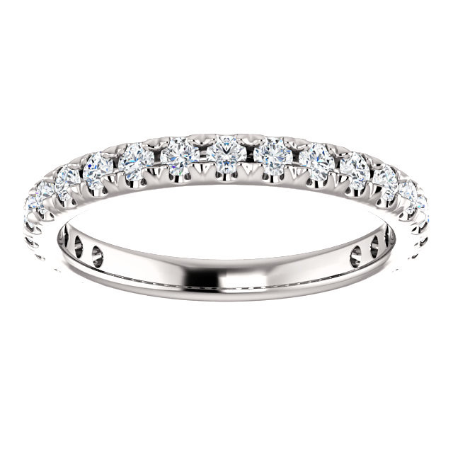 5/8 cttw Diamond Wedding Ring Womens Stackable French Set 14k White Gold Band (G-H, I1)