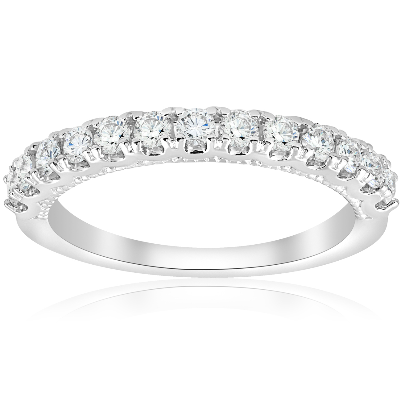 1/2ct U Prong Diamond Milgrain Wedding Ring 14k White Gold (G-H, I1)