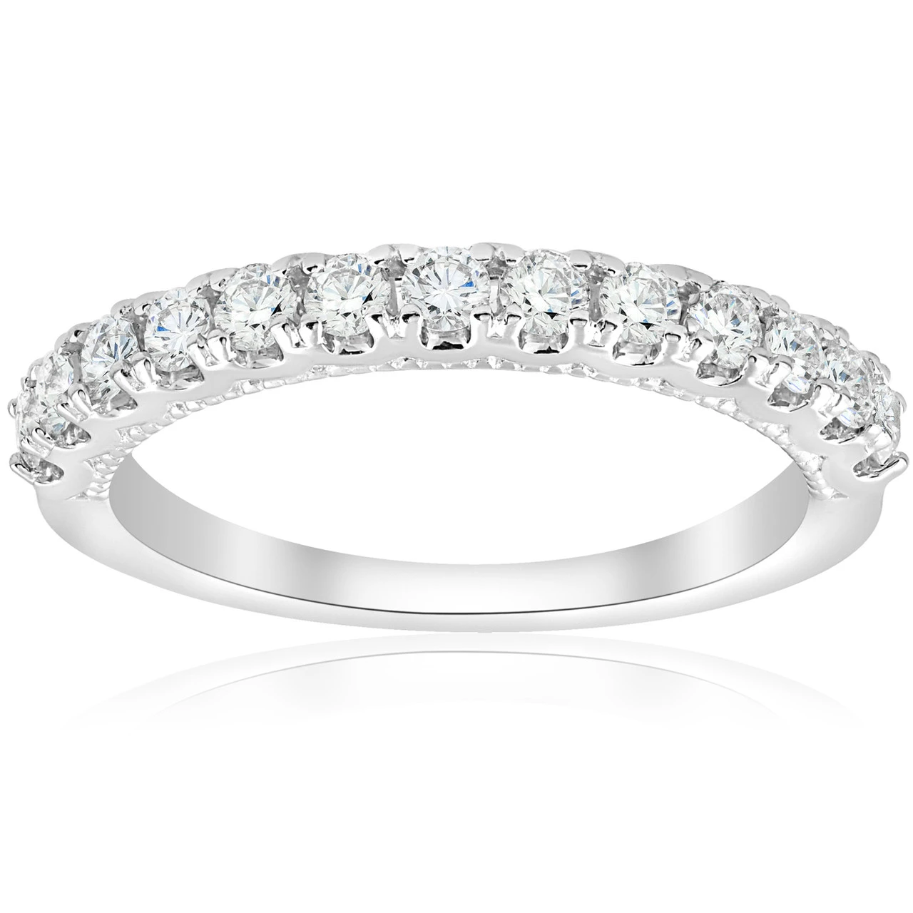 1/2ct U Prong Diamond Milgrain Wedding Ring 14k White Gold (G-H, I1)