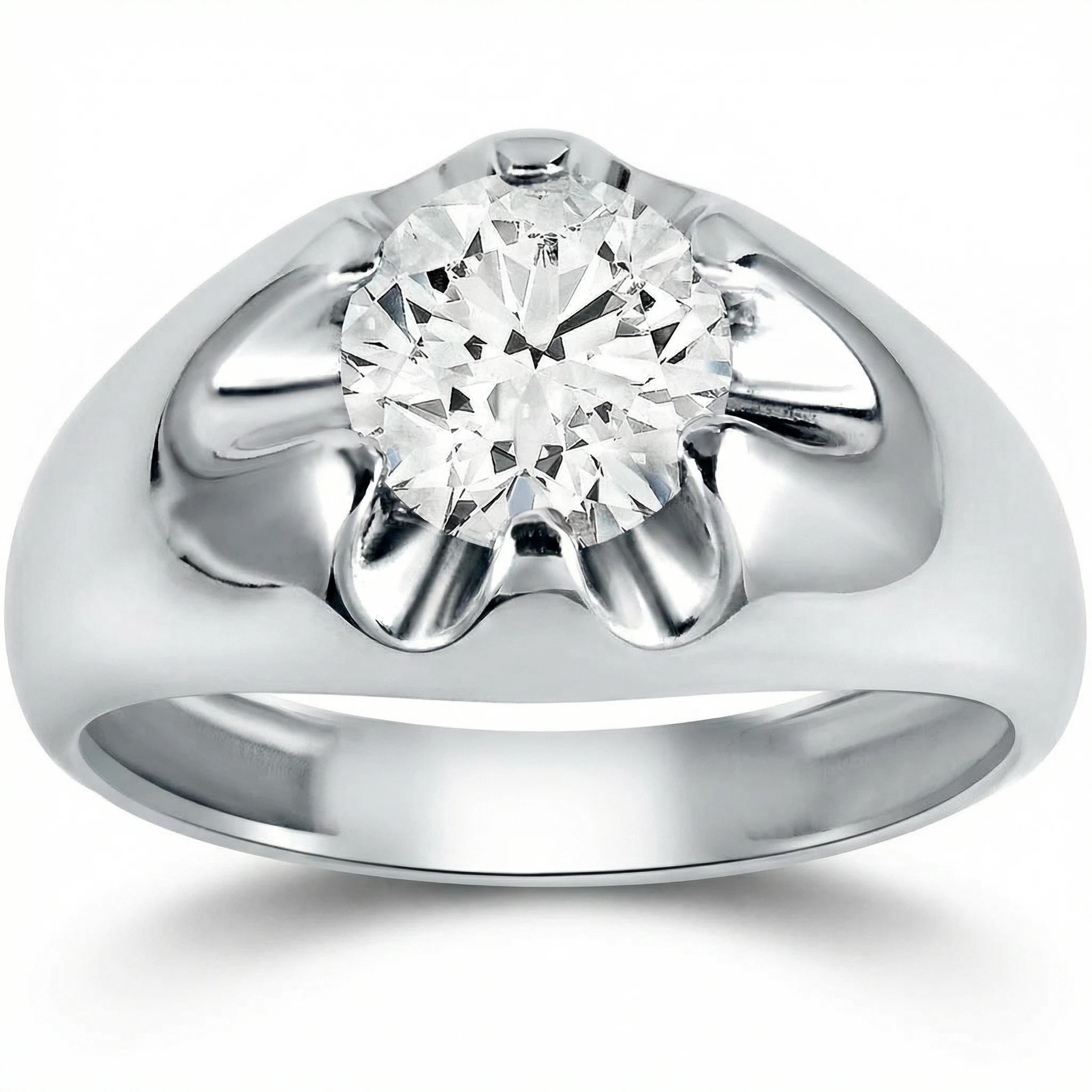Mens 1 1/2ct Diamond Solitaire Belcher Wedding Ring 14k Gold Lab Grown (F-G, VS)