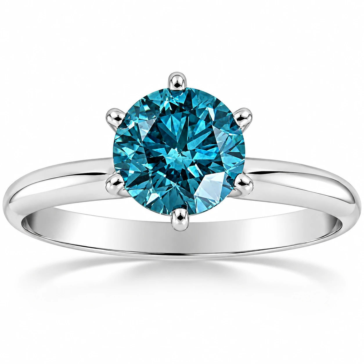 1 1/2ct Blue Diamond Solitaire Engagement Ring 14K White Gold (Blue, I1)