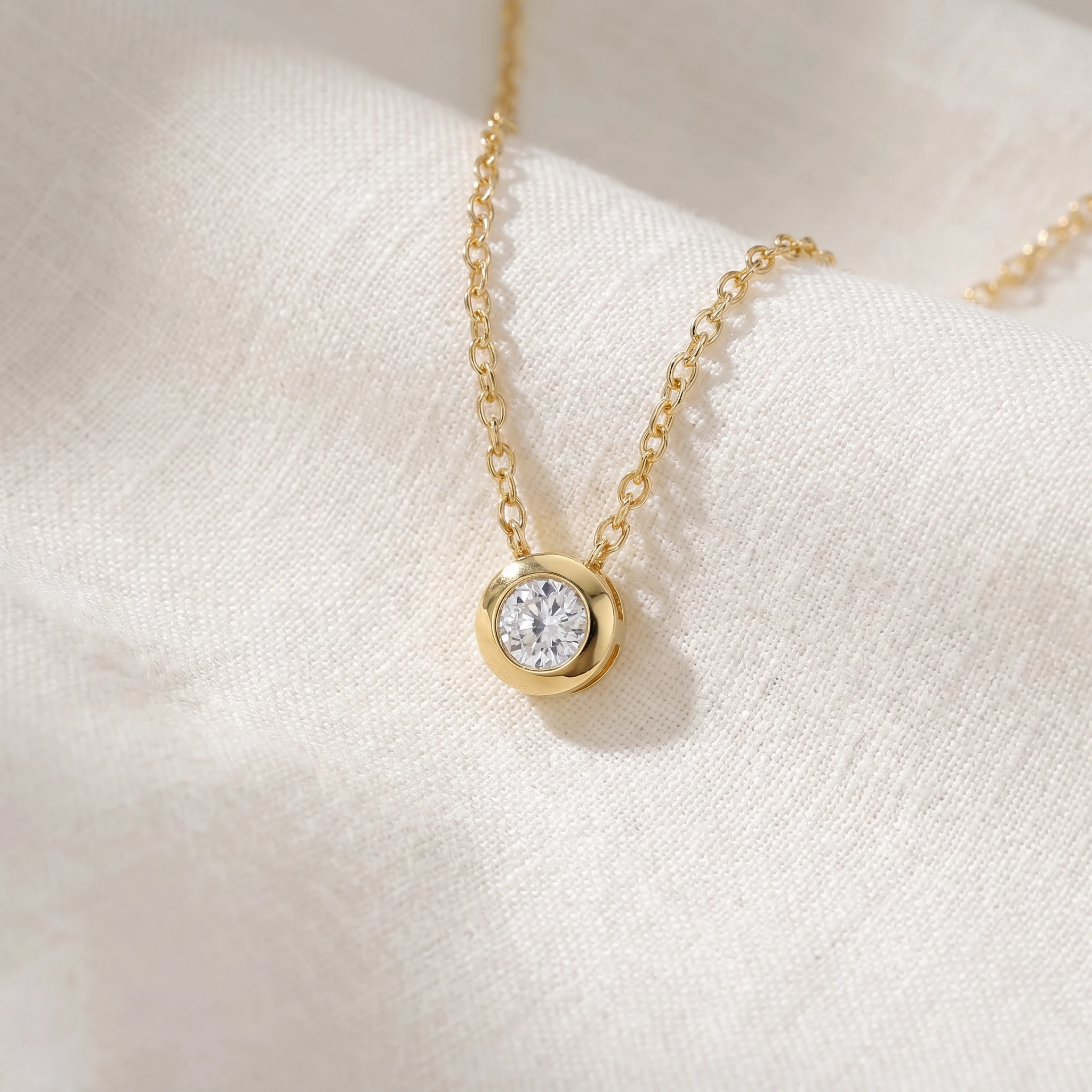 1/2ct Round Solitaire Bezel Diamond Pendant 14k Yellow Gold (G-H, I1)