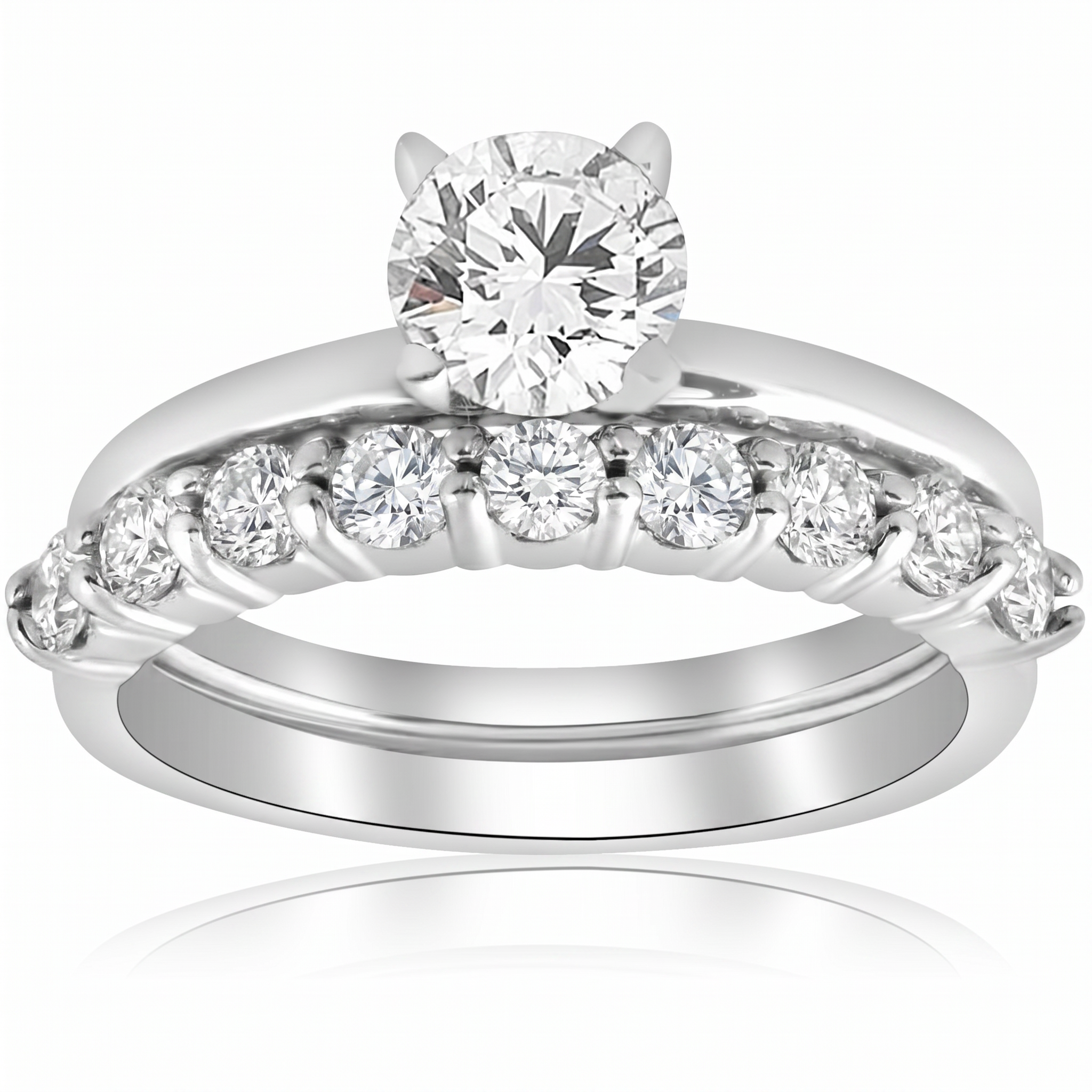1 1/10ct Diamond Engagement Wedding Ring Solitaire Set 14k White Gold (H-I, I1)