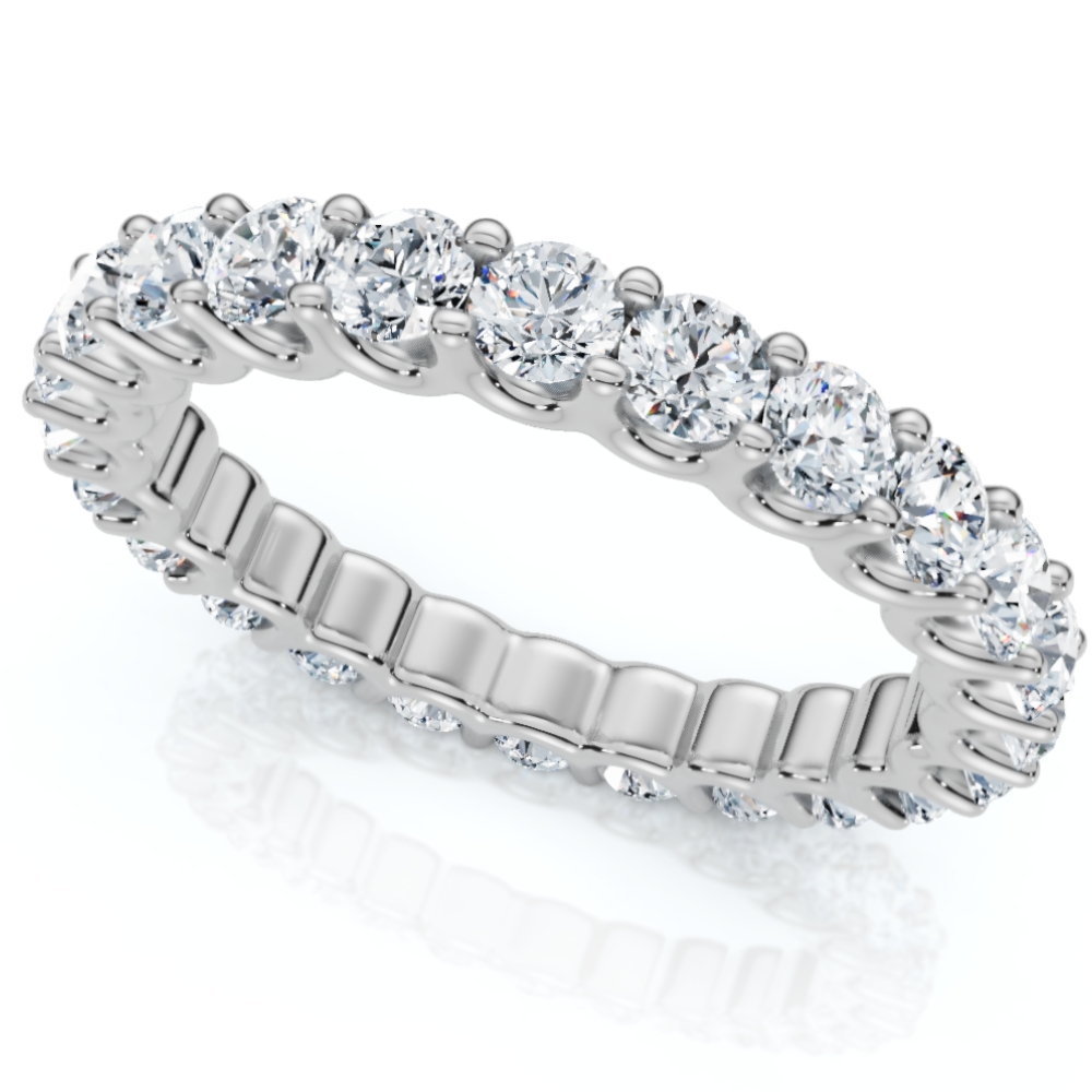 2 cttw Diamond Eternity Ring U Prong 14k White Gold Wedding Band (H-I, I1)