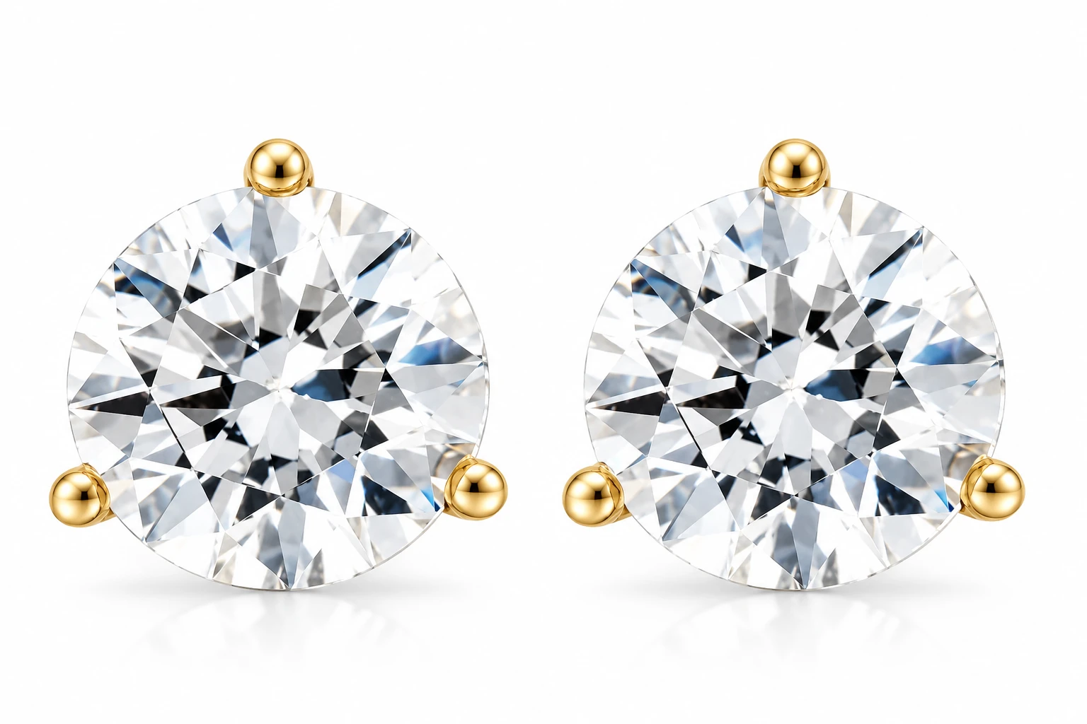 1/3ct Round Genuine Diamond Martini Studs 14K Yellow Gold (J-K, I2-I3)