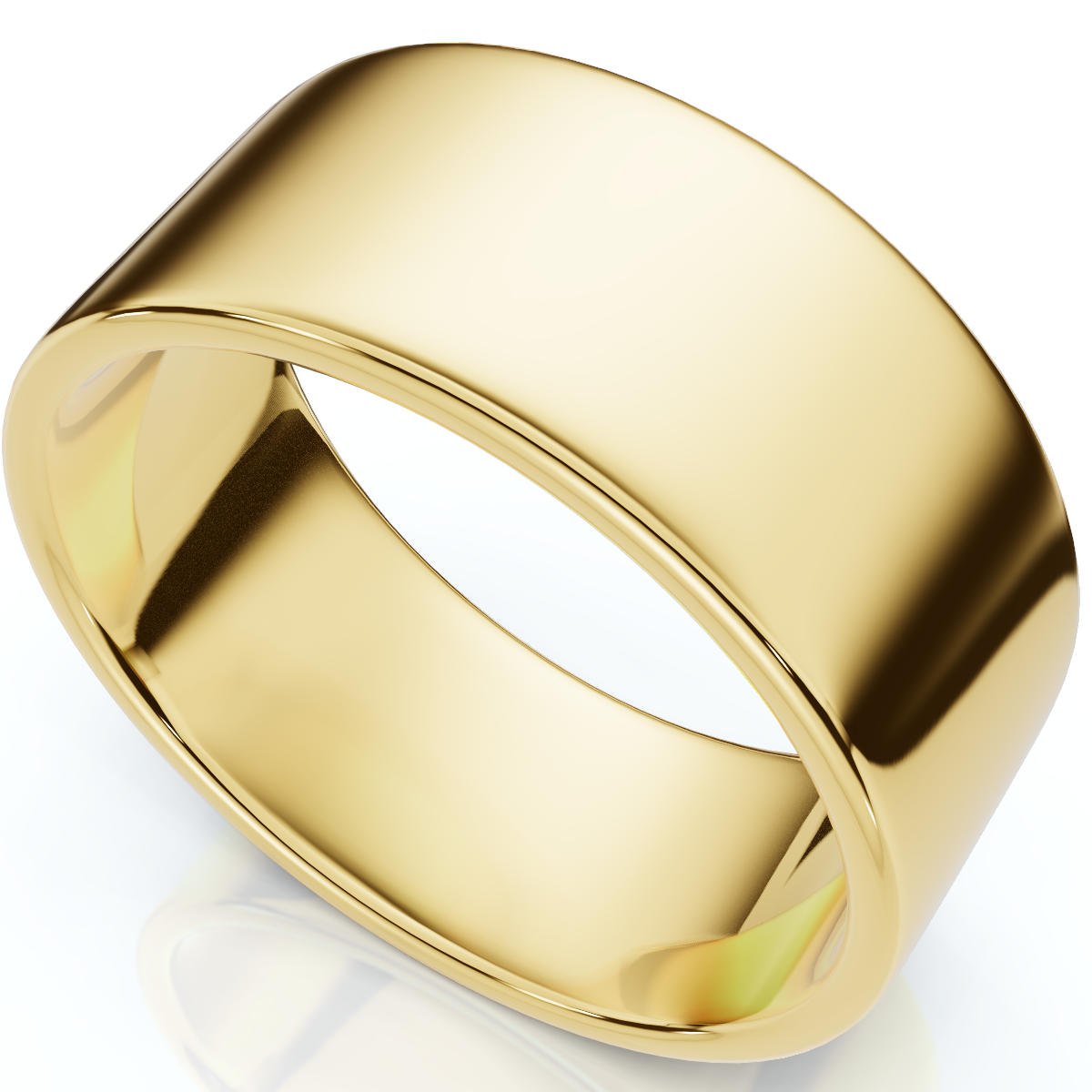 9mm Flat High Polished Wedding Band 14K Yellow Gold