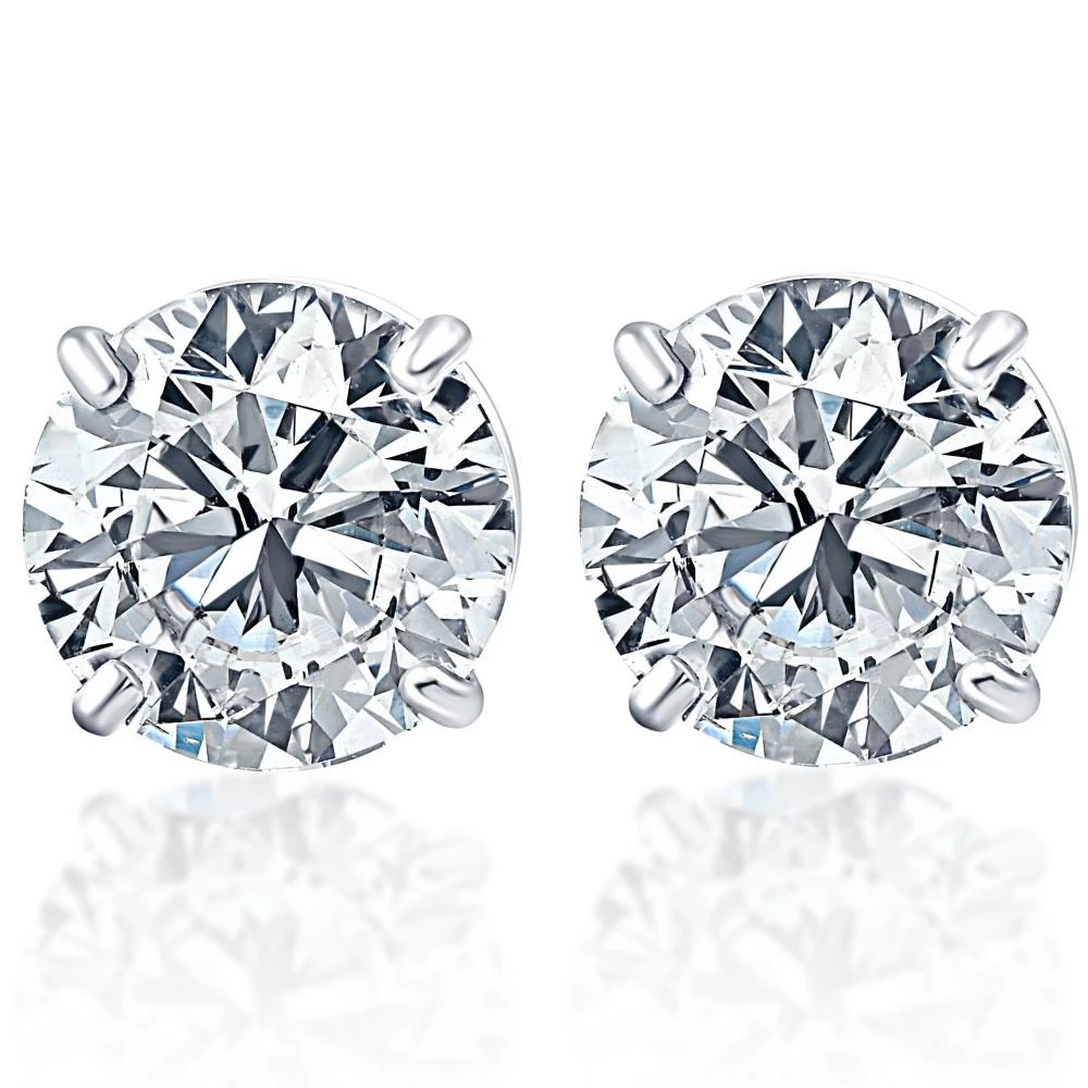 Platinum 2Ct TW Round Cut Diamond Studs Lab Grown (F-G, VS2-SI1)