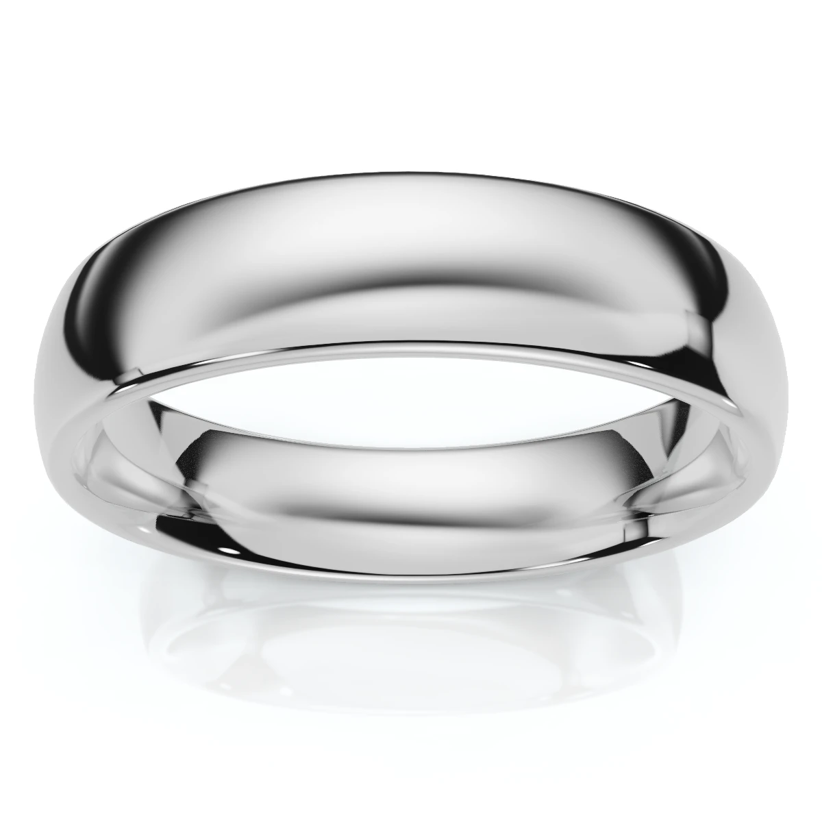 10k White Gold Plain High Polish Comfort Fit 6mm Wedding Band