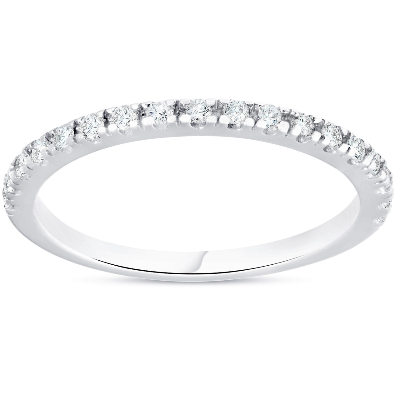 1/4ct Diamond Ring Stackable Engagement Womens Wedding Band 10K White Gold (H-I, I1)