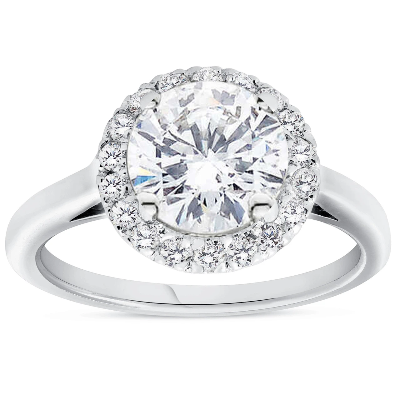 1.75 ct Round Diamond Halo Engagement Ring 14k White Gold Lab Grown (F-G, VS)