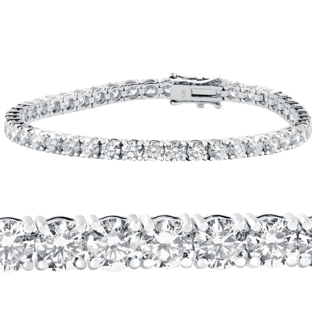 10 ct Diamond Tennis Bracelet 14k White Gold 7" Double Lock Clasp (H-I, )