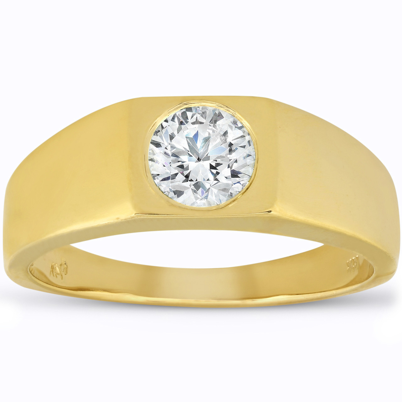 Gold Ring For Men Carat Single Diamond Ring 18K Yellow Gold One