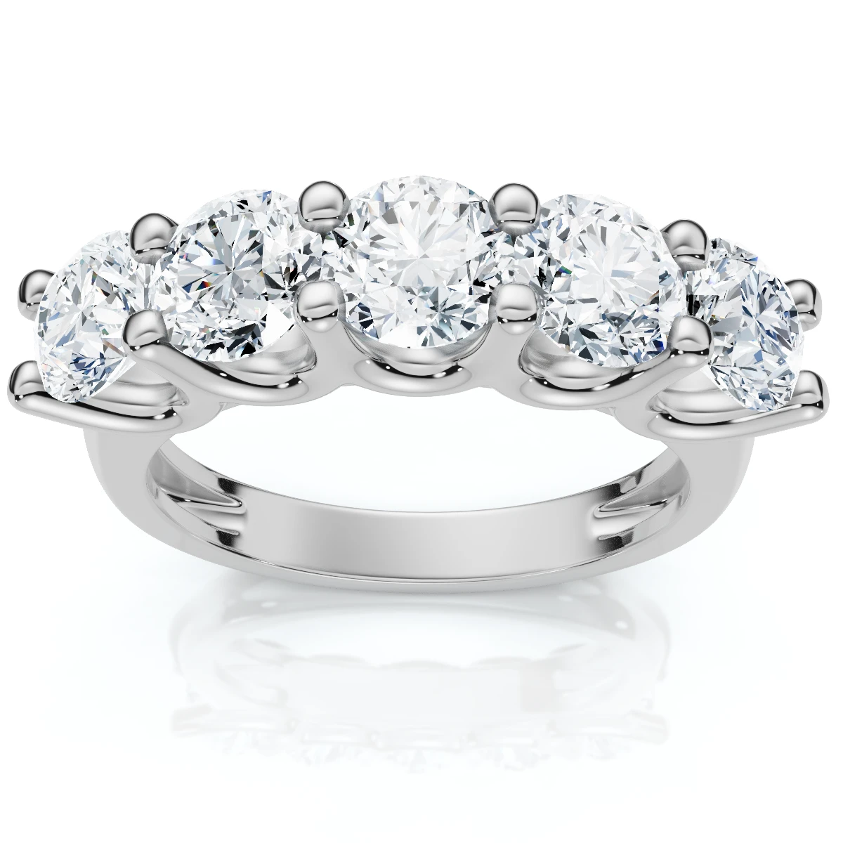 1 1/2 Ct EX3 Lab Grown Diamond Five Stone Wedding Ring 14k White Gold EX3 Lab Grown (G-H, SI)