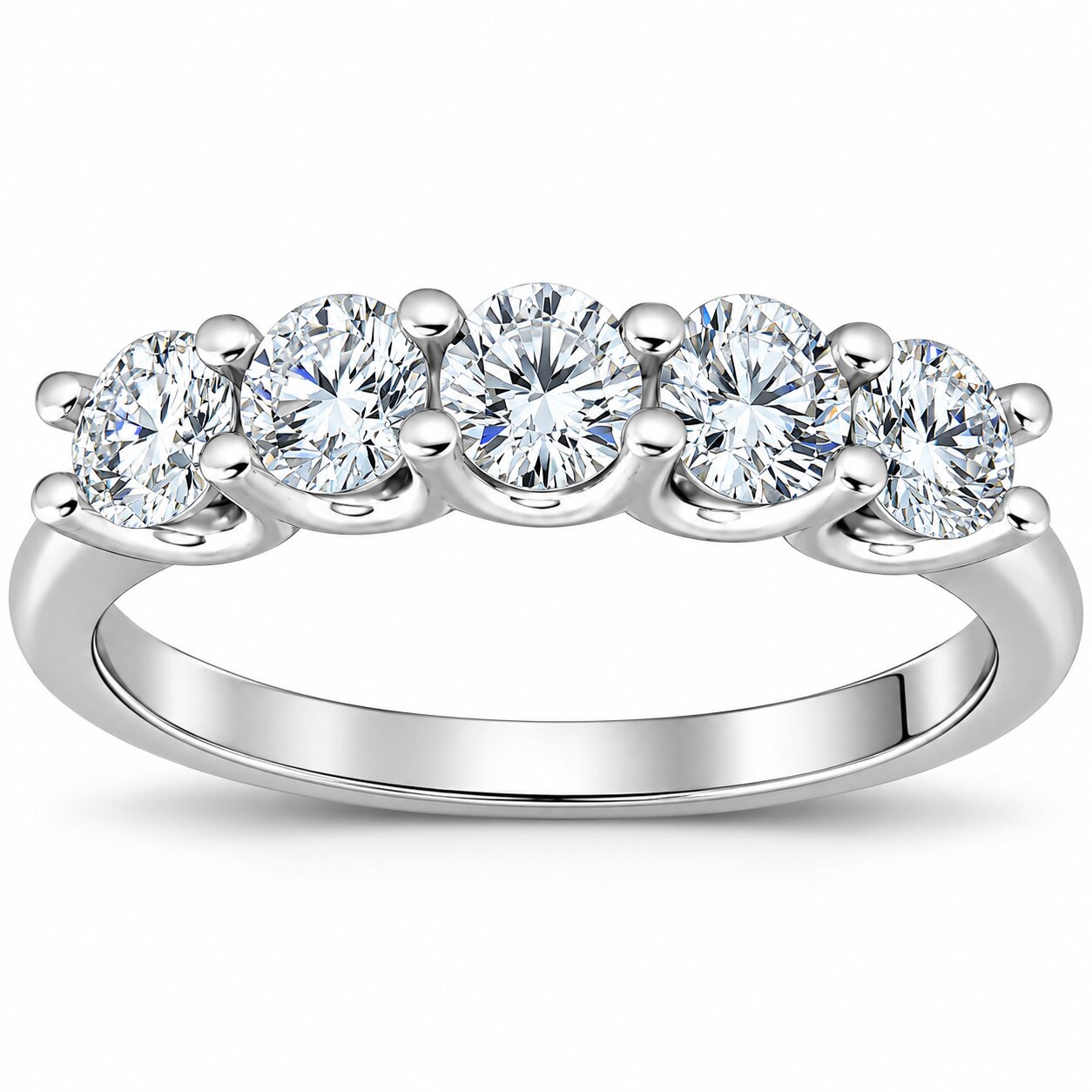 1 Ct Five Stone EX3 Lab Grown Diamond Wedding Ring 14k White Gold EX3 Lab Grown (G-H, SI)