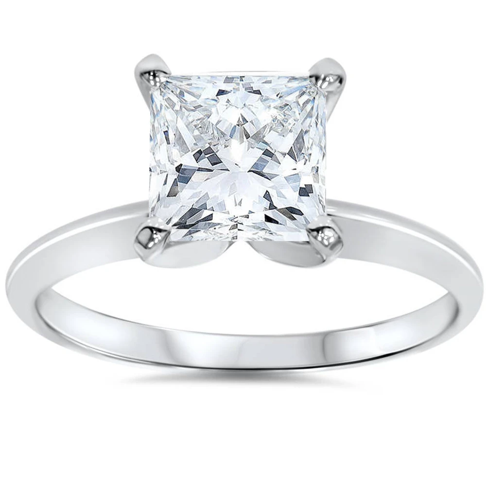 Certified 1.50 Ct Princess Cut Lab Diamond Solitaire Engagement Ring White Gold (F-G, VS)
